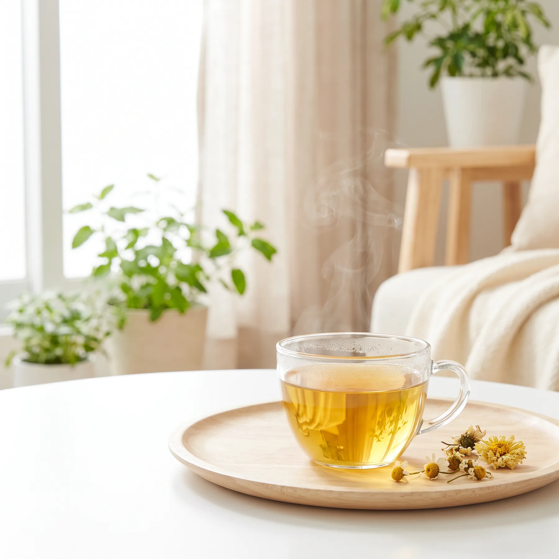 Cốc trà thảo mộc bốc hơi